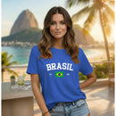 Camisa Feminina Brasil Básica  Gola Redonda