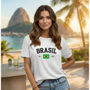 Camisa Feminina Brasil Básica  Gola Redonda