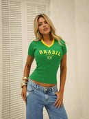 Camisa Brasil BabyLook Feminina
