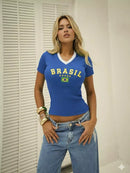 Camisa Brasil BabyLook Feminina