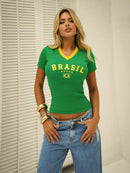 Camisa Brasil BabyLook Feminina