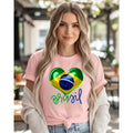 T-Shirt Feminina Algodão Brasil Copa do Mundo